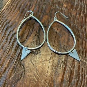 Silver earrings- tear drop shape with triangle dangle